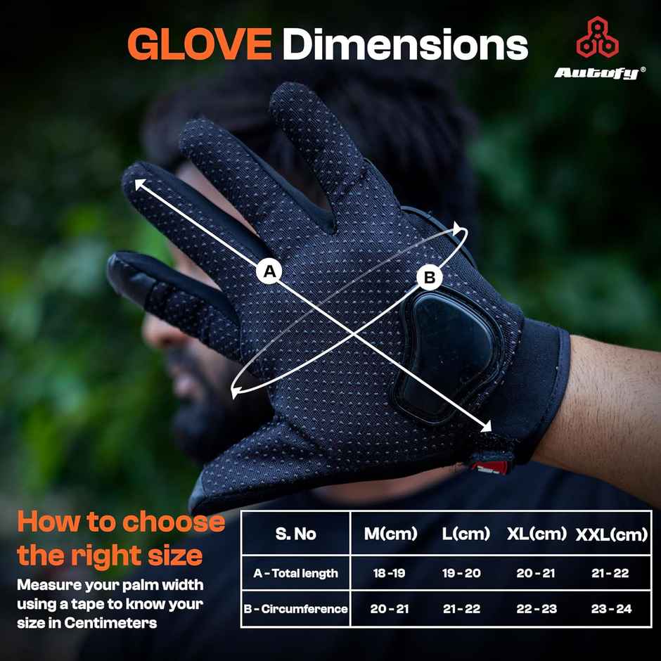 Autofy Fantom Bike Riding Black & Orange Gloves Knuckle Protection | Size XXL