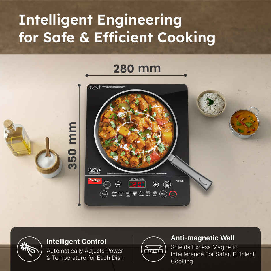 Prestige Pic 15.0 Plus 1900-Watt Induction Cooktop| Indian Menu Option| Automatic Voltage Regulator