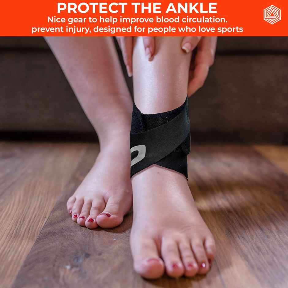 Boldfit Premium Ankle Support Compression Brace For Injuries, Ankle Protection Guard-Black - Right