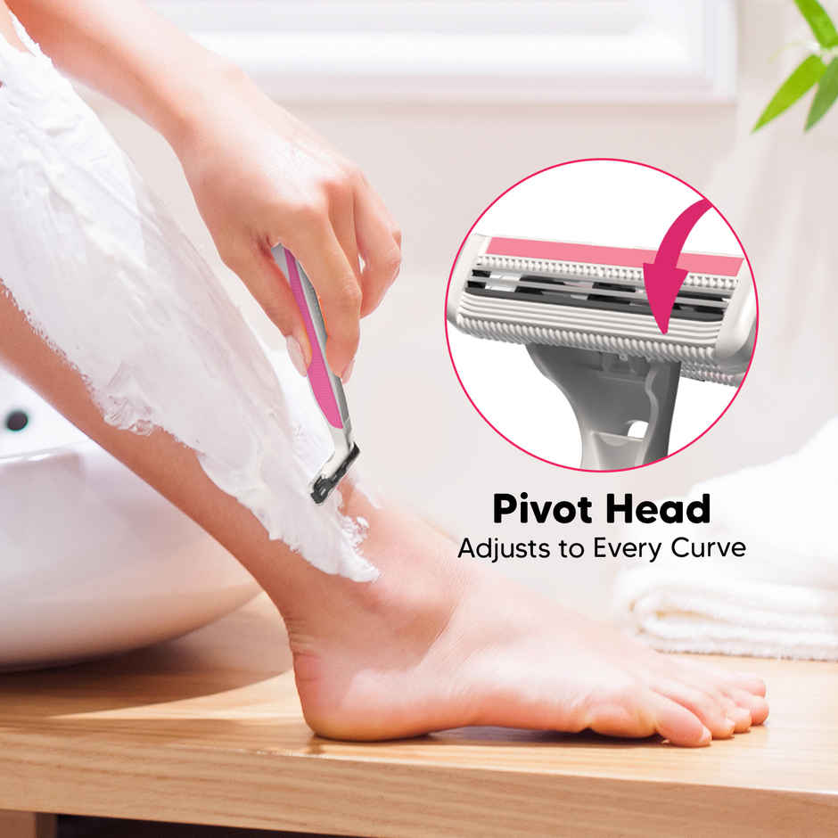 LetsShave Evior 2 Plus Disposable Razor for Women | Twin Blade Shaving Razor