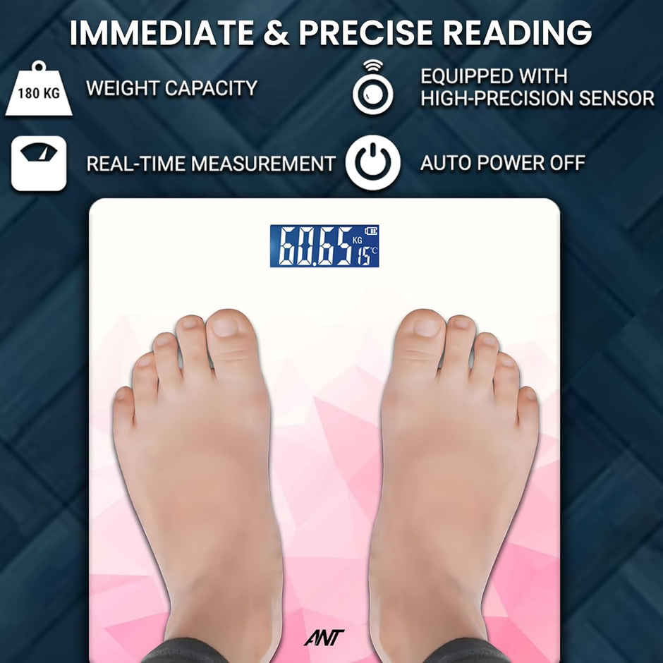 Ant Flora Ruby Digital Bathroom Scale For Body Weight Highly Accurate Body Weighing Machine | Ruby