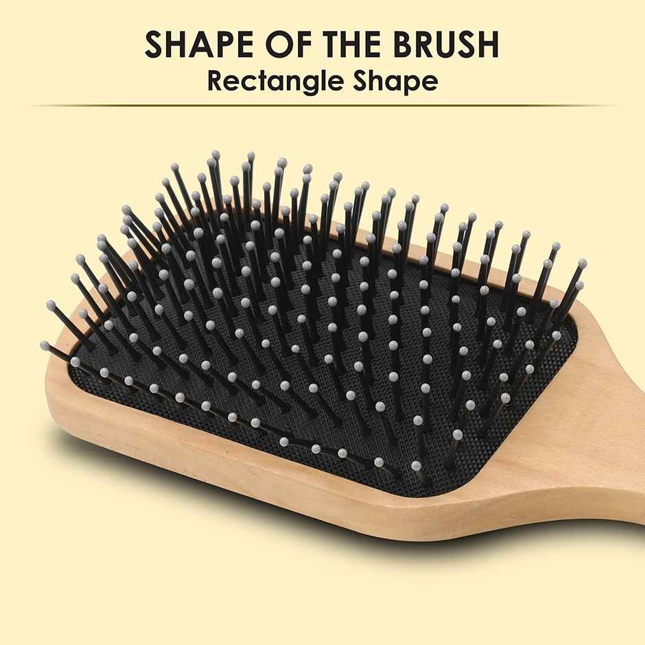 Bronson Professional Paddle Hair Brush Wooden With Strong & Flexible Nylon Bristles