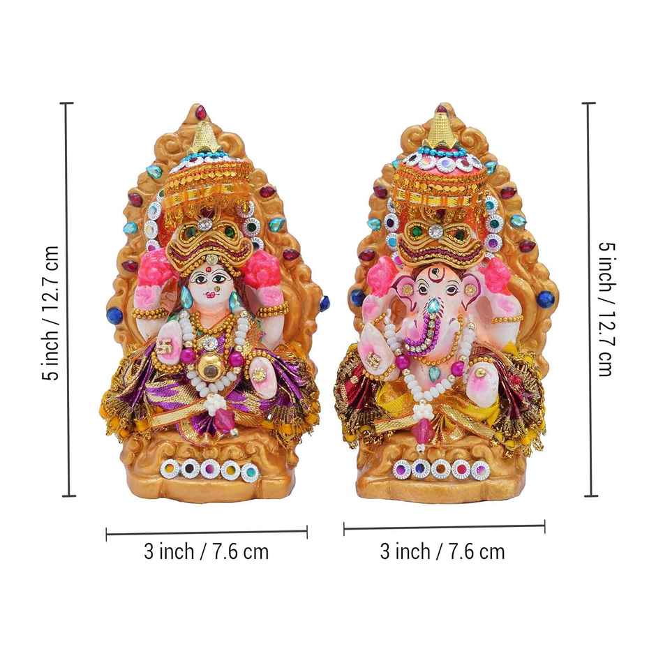 Tied Ribbons Lakshmi & Ganesh Idol Statue Showpiece (12.7 Cm)