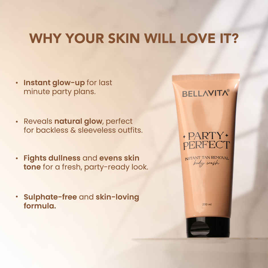 BELLAVITA Party Perfect 2-in-1 Body Wash| Instant Tan Removal | Instant Brightening