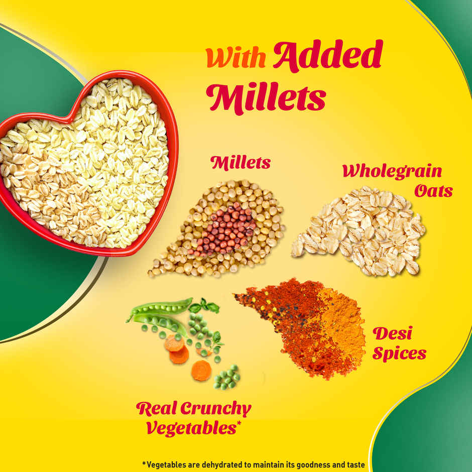Saffola Masala Oats | Veggie Twist | Anytime Snack | Ready in 3 mins | Millets Goodness |1kg