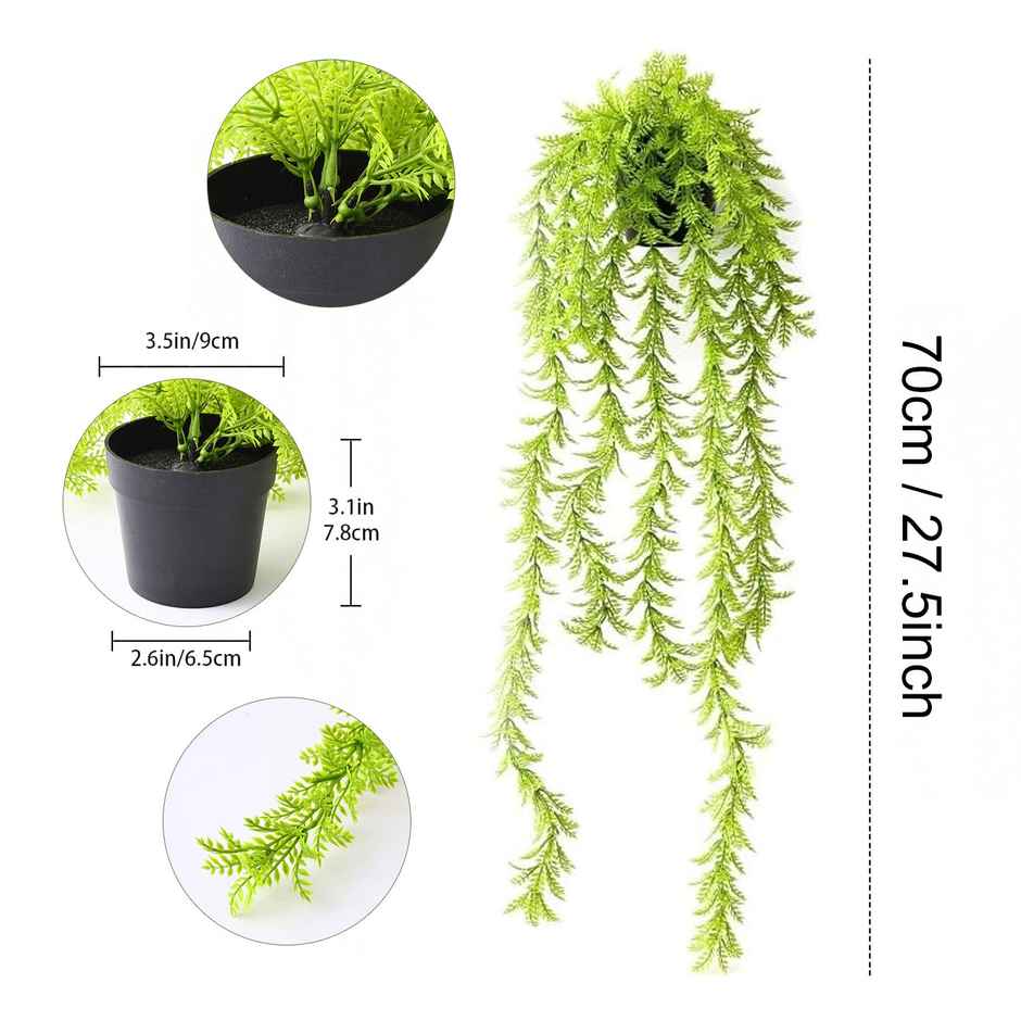 TIED RIBBONS Hanging Ferns Artificial Plant With Pot