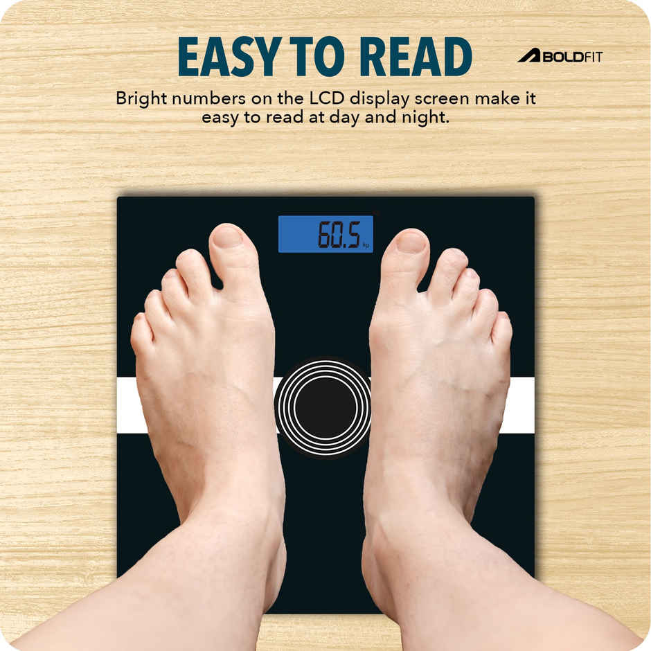 Boldfit Weight Machine for Body Weight Weighing | Digital Large LCD Display - Black | Paramount