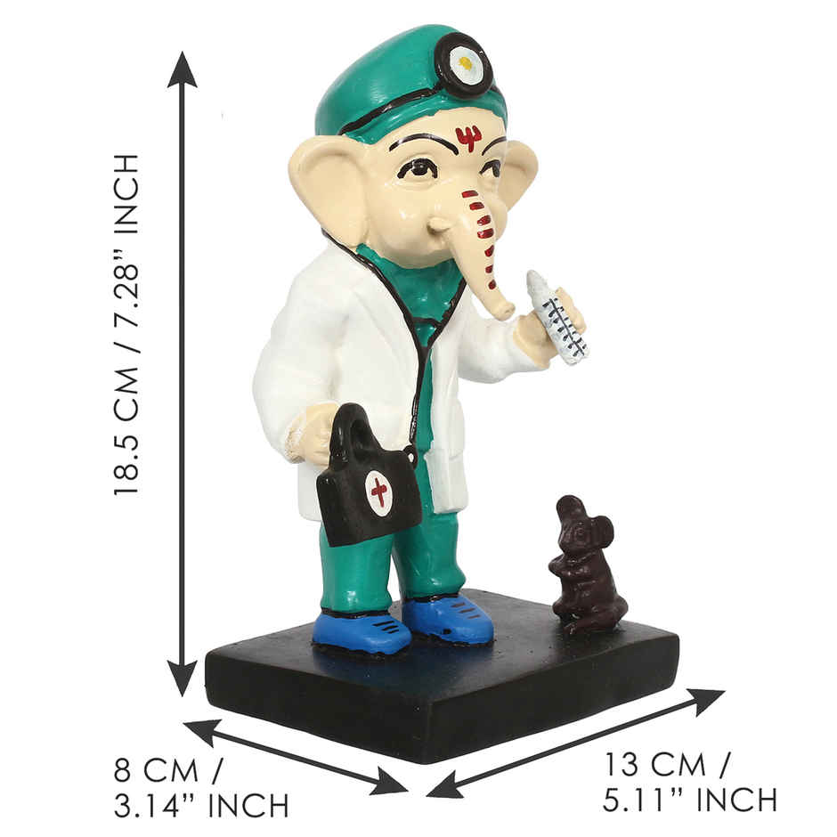 eCraftIndia Polyresin Lord Ganesha Idol In Doctor Avatar Decorative Showpiece