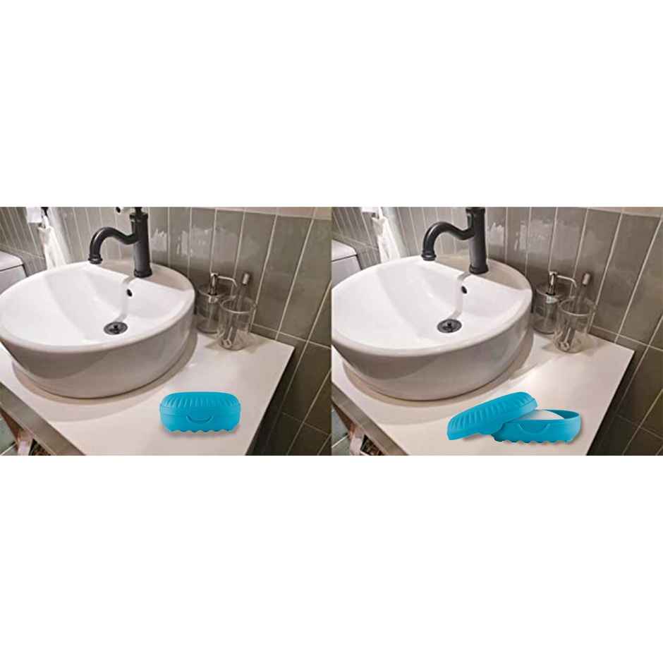 Kuber Industries Soap Holder | Portable Self-Draining Soap Stand | Sky Blue