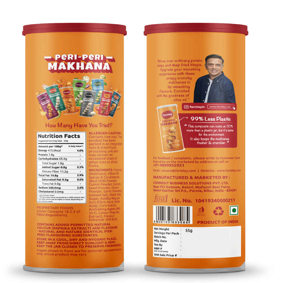 Farmley Peri Peri  Makhana Roasted In Olive Oil Healthy Snacks