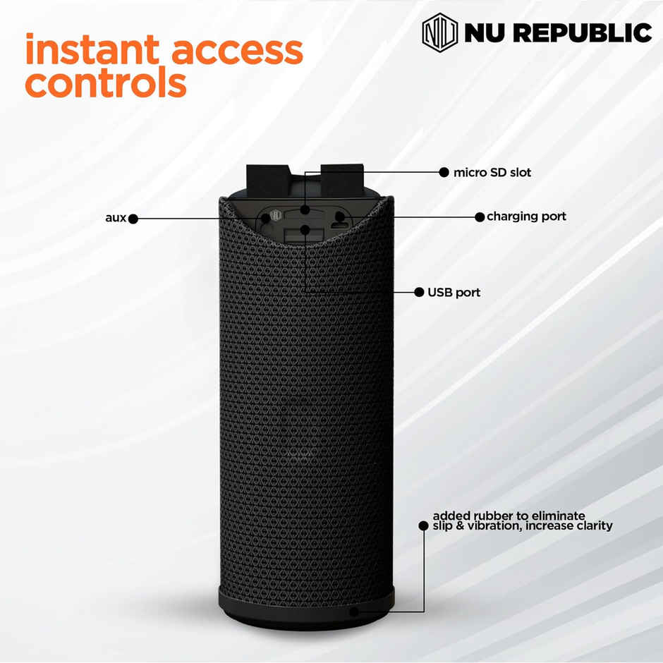 Nu Republic Music Box 10 With X-Bass Technology Upto 10Hrs Playtime 10W Bluetooth Speaker - Black
