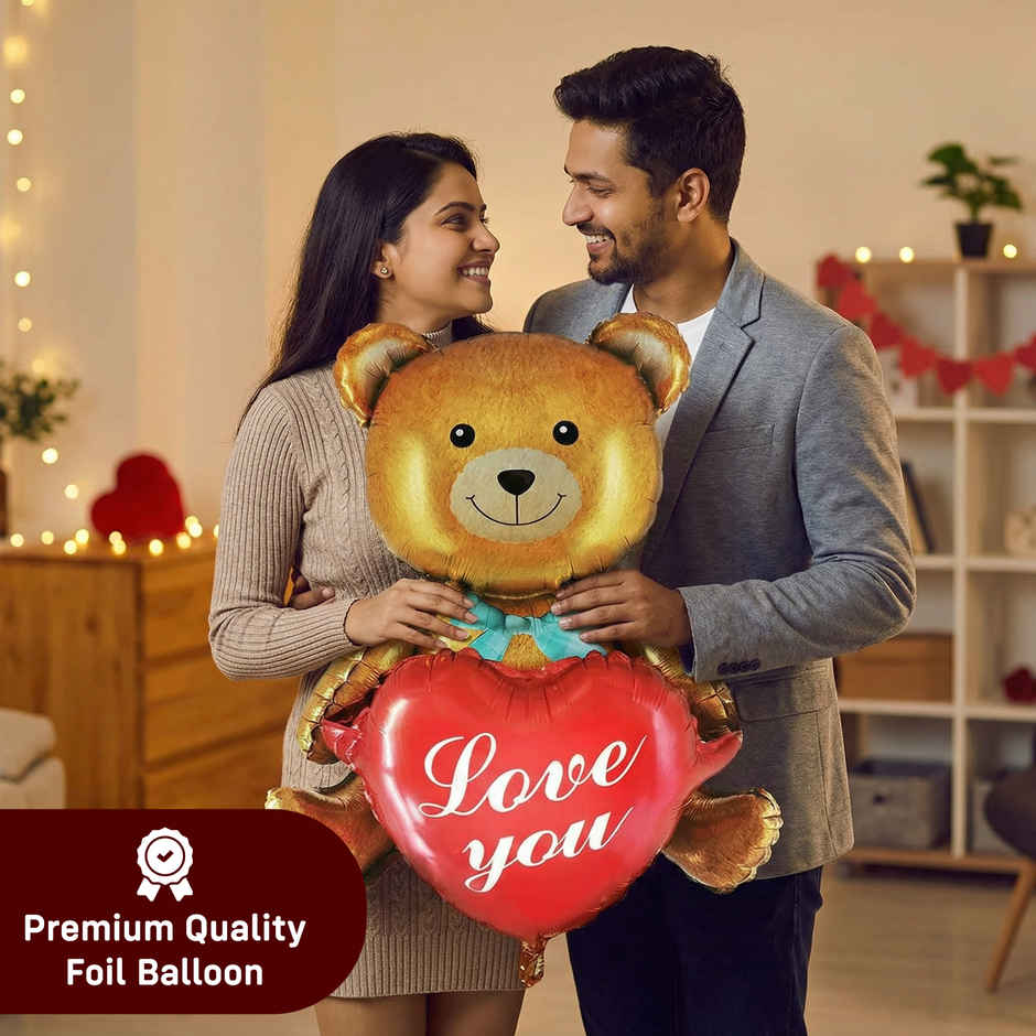 Red Teddy Foil Balloon for Anniversary and Love Decoration | Party Propz