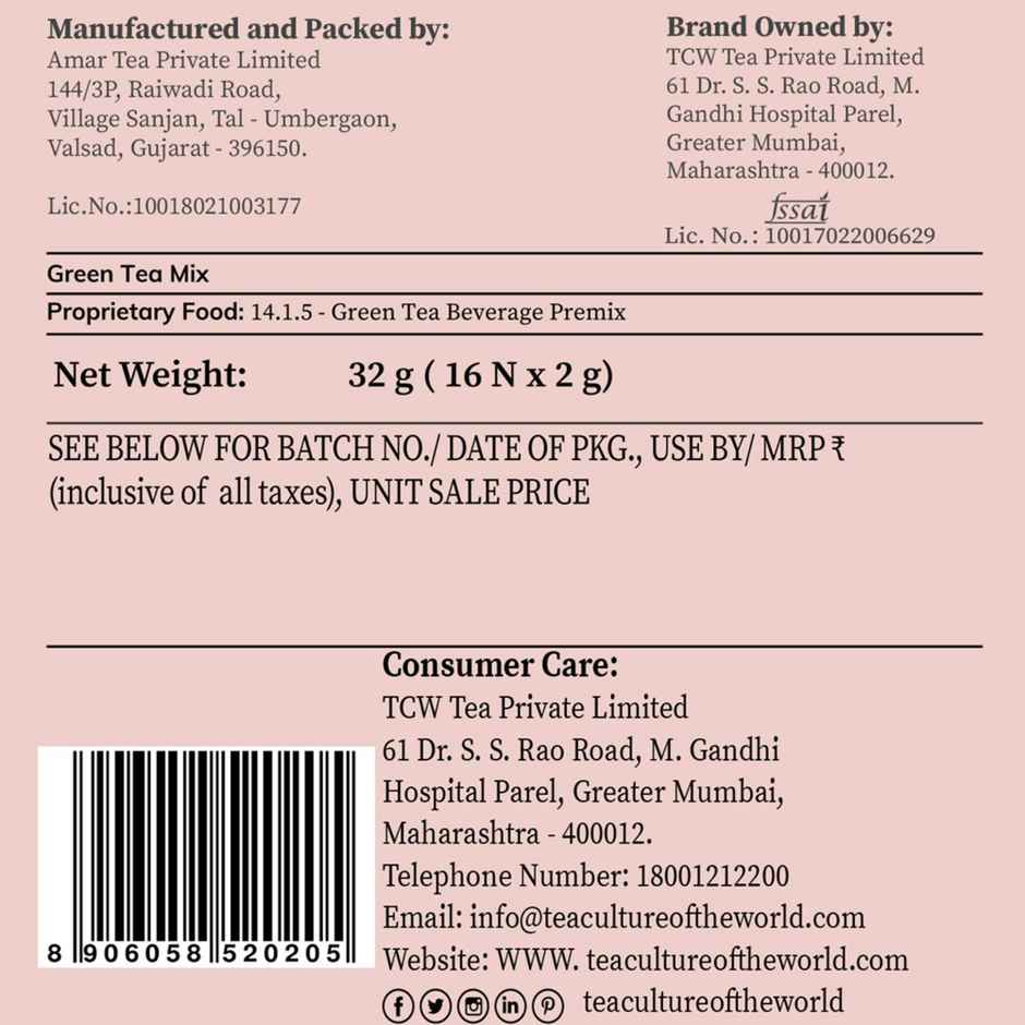 Tea Culture of The World Flowery Bouquet Green Tea Bags