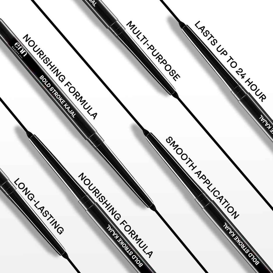 ENN Beauty Bold Stroke Kajal | 24 Hr Smudge-Proof | Long-Lasting Black Eye | Retractable Kajal