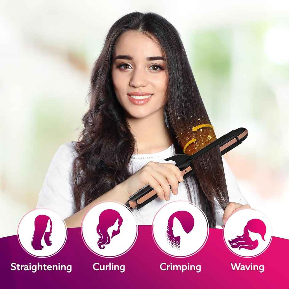 Agaro 4 In1 Hair Straightener,Wavy Hair, Crimper, Curler, Hair Styler,Keratin Infused Ceramic Plate