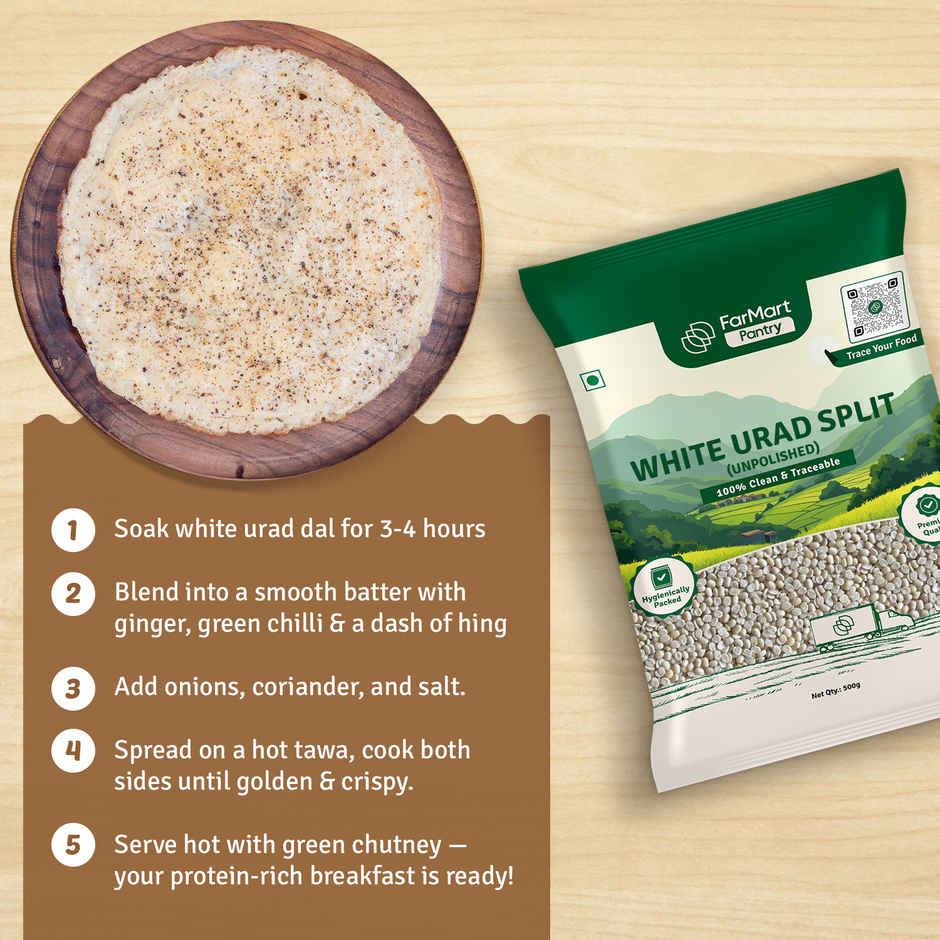 FarMart Pantry White Urad Split | Unpolished Urad Dhuli