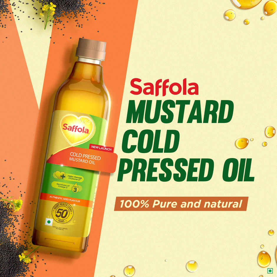 Saffola Mustard (Sarson) Seed Cold Pressed Oil | Helps Manage Cholesterol