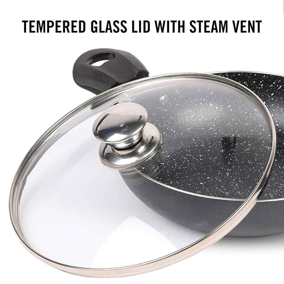 Cello Crown Induction Base Cookware Set with Spatter & Bakelite Handles| 3 pcs| Black