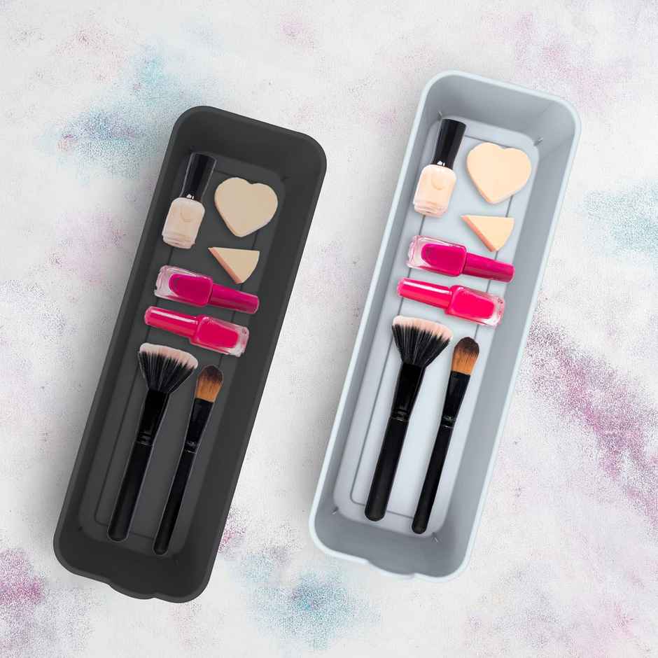 Kolorr Unbreakable Flexi Tray Narrow- Black, White, Daiso (Pack Of 6) | Bathroom Organiser