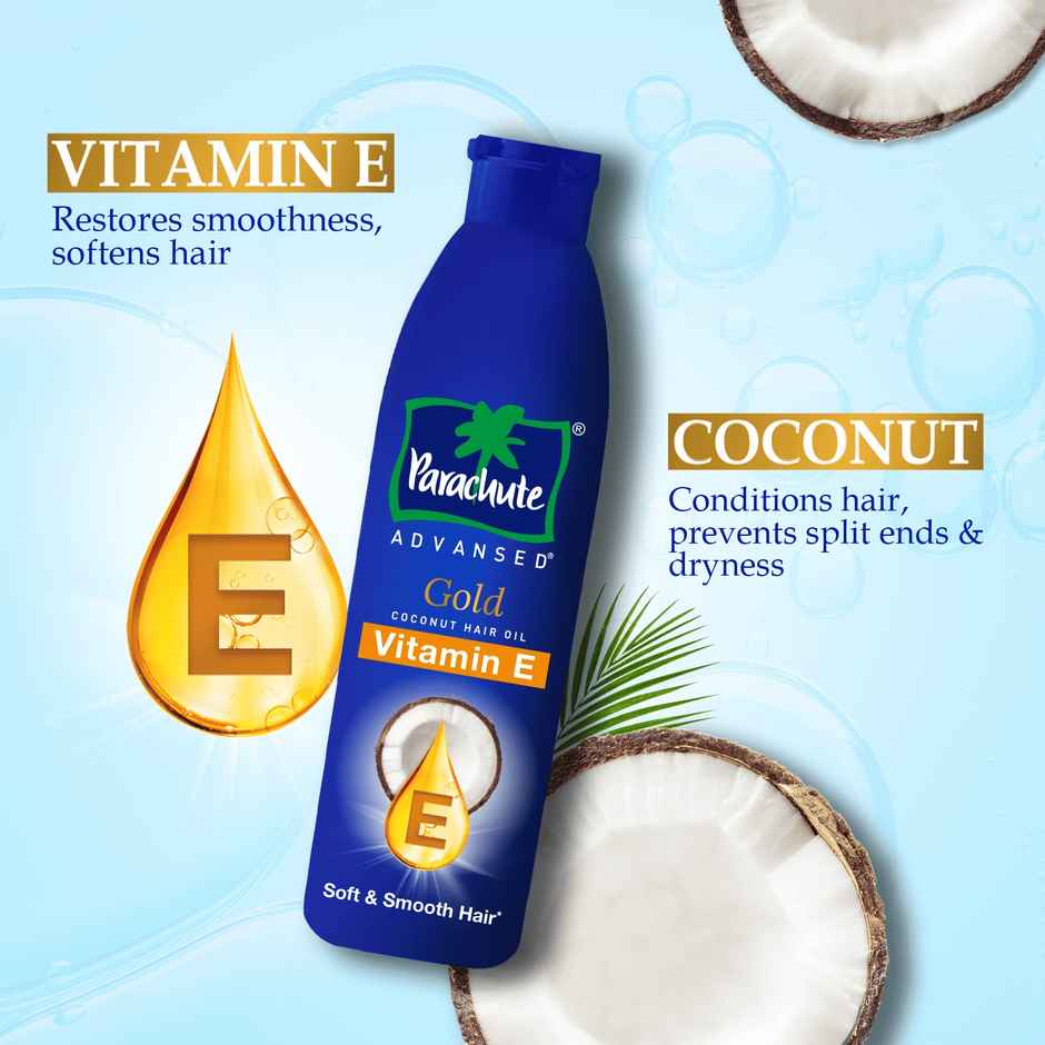 Parachute Advansed Gold Vitamin E Coconut Hair Oil| Long & Soft Hair| No Paraben & Silicones
