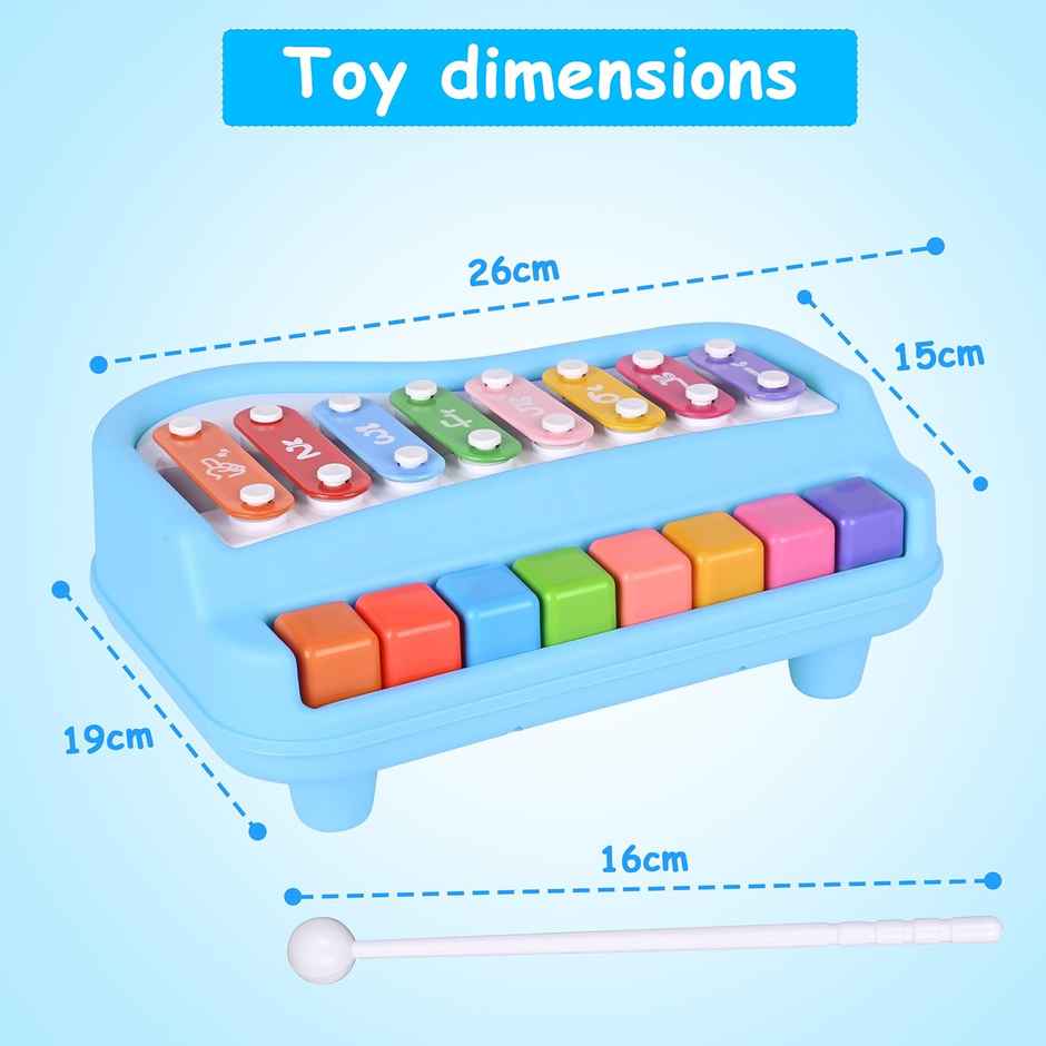 Mommers 2 in 1 Multicolored Key Keyboard Xylophone Piano, Preschool Kids Educational Toys | Blue