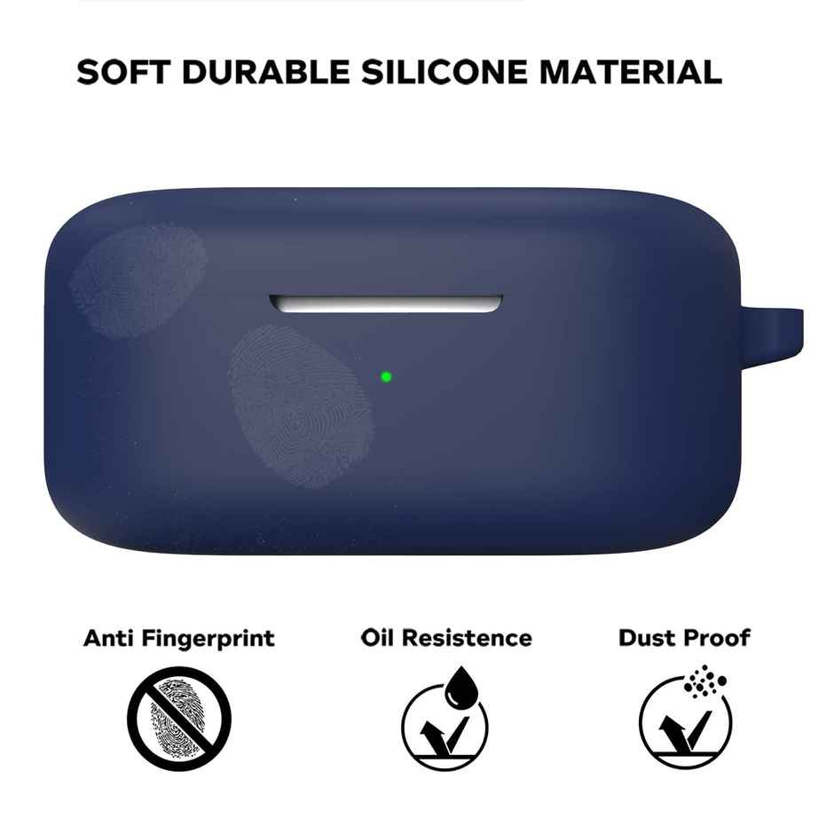 Sounce Silicone Case Cover for OnePlus Nord Buds 2 | Shockproof with Keychain & LED Visible | Blue