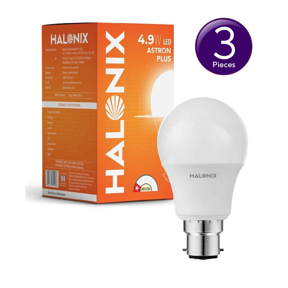 Halonix 4.9W White Led Bulb | B22 Base Holder Combo 