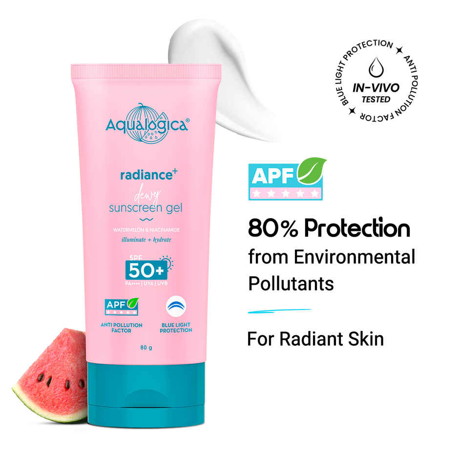 Aqualogica Radiance+ Dewy Lightweight Sunscreen Gel SPF 50+ PA+++ for Oily & Acne-Prone Skin