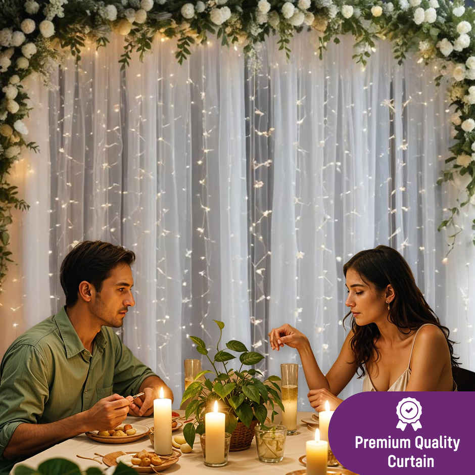 Festive Party Decoration Kit | 2 Curtains, LED, Hangers & Ribbon | Party Propz