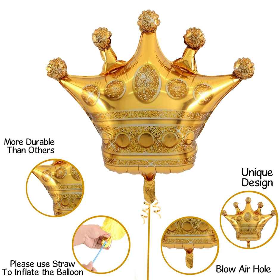 Birthday Decoration Elegant Golden Foil Balloons with Straw | Party Propz