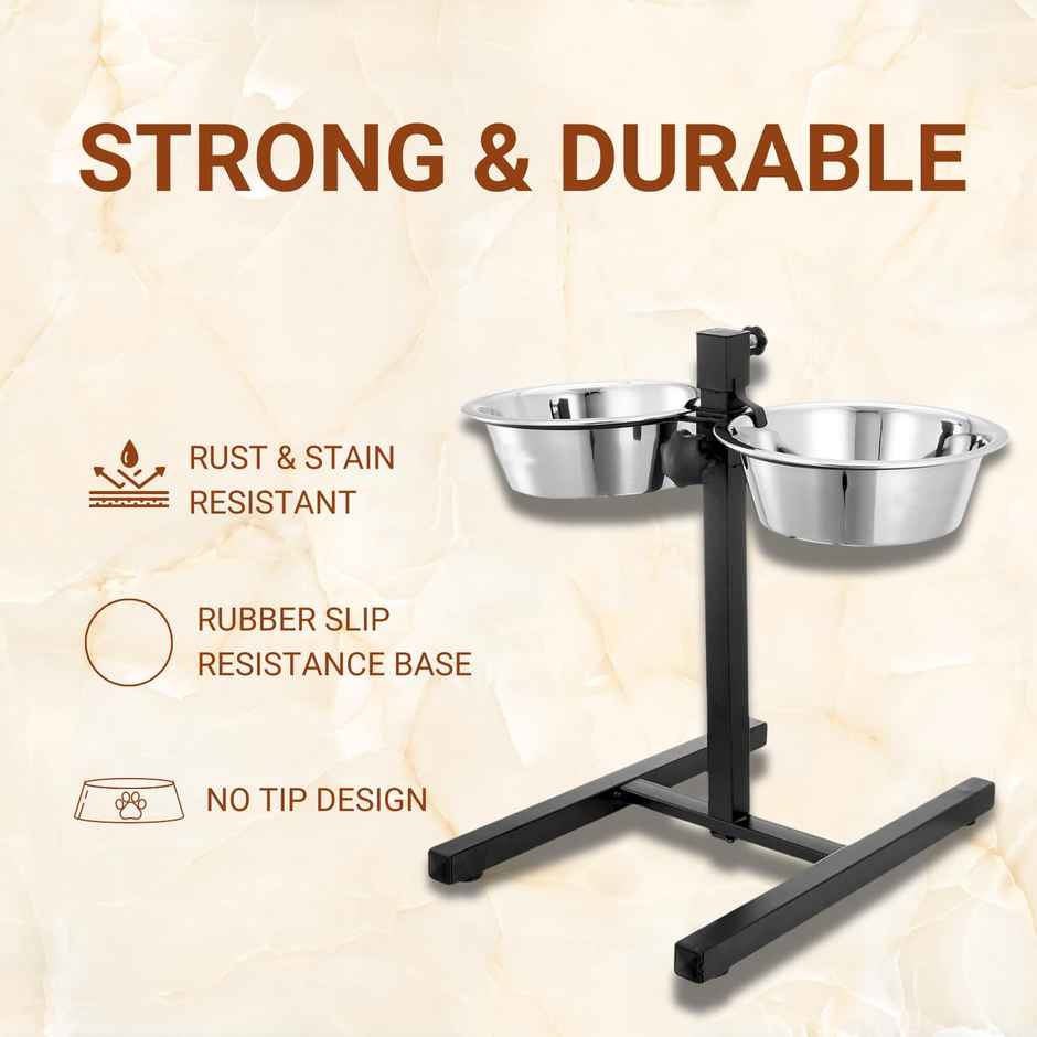 Pets Empire Adjustable Double Diner For Food & Water ( 2 X 4000Ml )