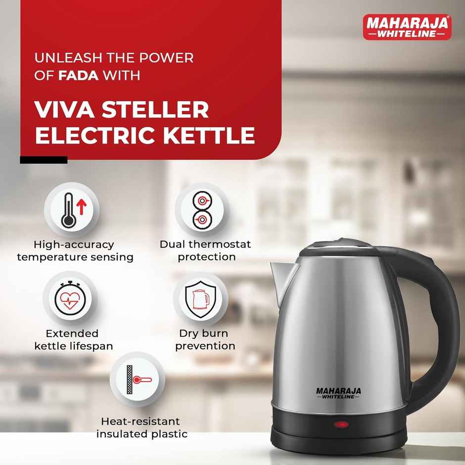 Maharaja Viva Steller Electric Kettle | 1.5L | 1350W Power | Stainless-Steel Kettle