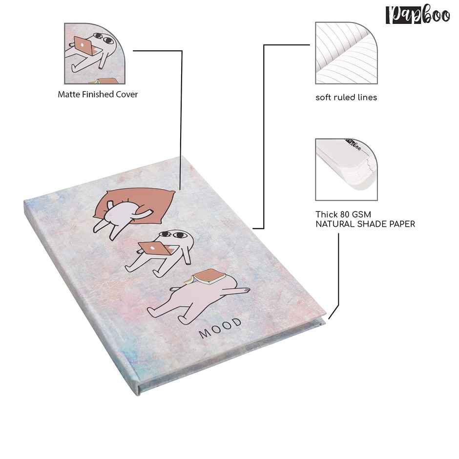 Papboo Hardboundnotebook Diary, (22 X 17.5 Cm, 80 Gsm, 140 Single Ruled Pages - Mood