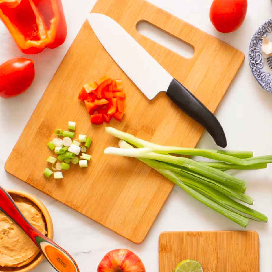 Bulfyss Large Natural Bamboo Wood Chopping Cutting Board for Kitchen Vegetables