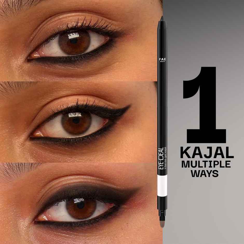 FAE Beauty Eye-Deal Kajal | 24 Hr Waterproof | Smudge-Proof with in-built Sharpener | Black Sesame