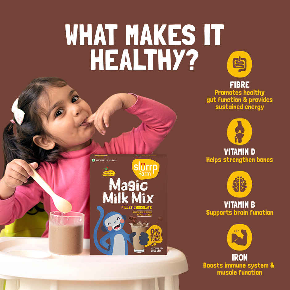 Slurrp Farm No Sugar Chocolate Milk Mix | Sweetened With Jaggery Powder | Contains Jowar And Oats
