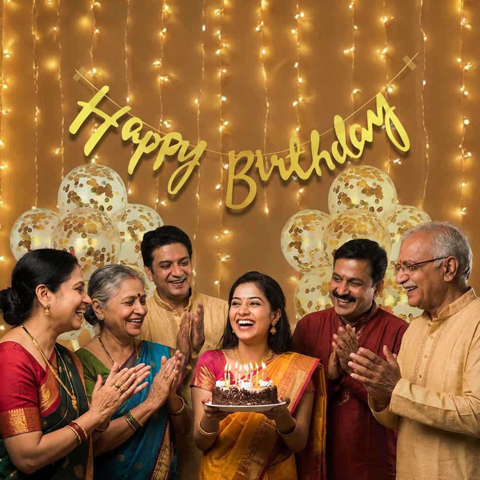 Birthday Decoration Items Kit | Banner, Ribbon, Confetti Balloons & LED Light | Party Propz