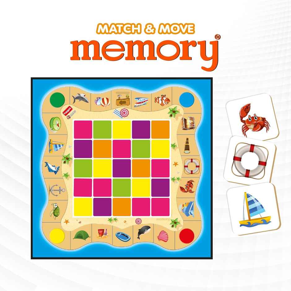 Funskool Games Memory Match & Move | Game Board, Wild Card, Playing Piece, 24 Picture Card | 5+ year
