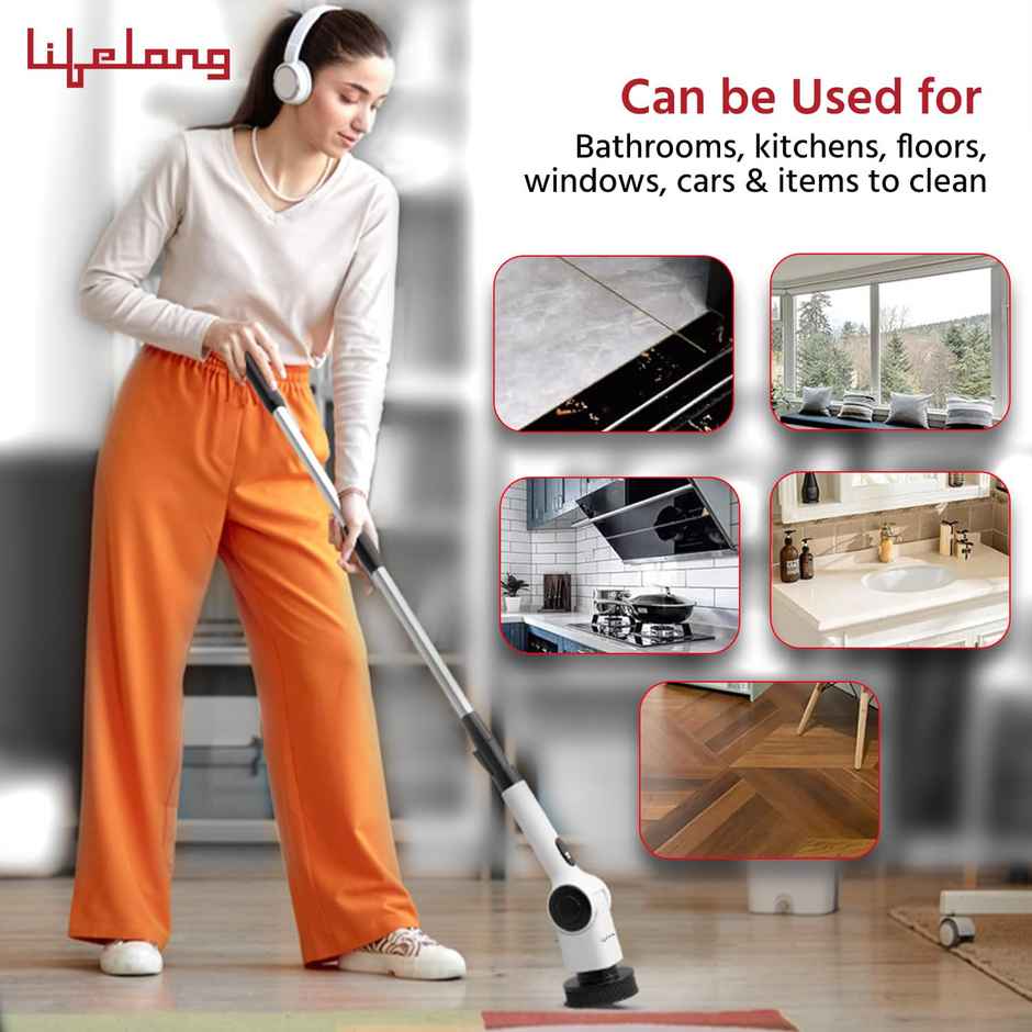 Lifelong Electricmop for Cleaning | 90 min | Adjustable Handle | 3-SpeedModes | TypeC Charging
