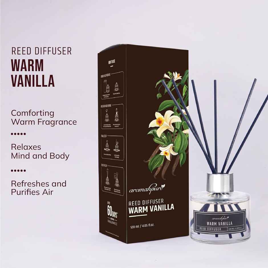 Aromahpure Premium Reed Diffuser - Vanilla, With 6 Fiber Reed Stick