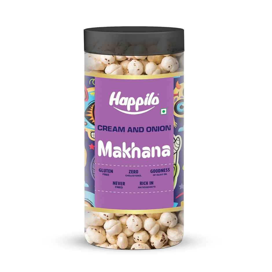 Happilo Makhana Cream & Onion Jar, Roasted Foxnut Healthy Snack