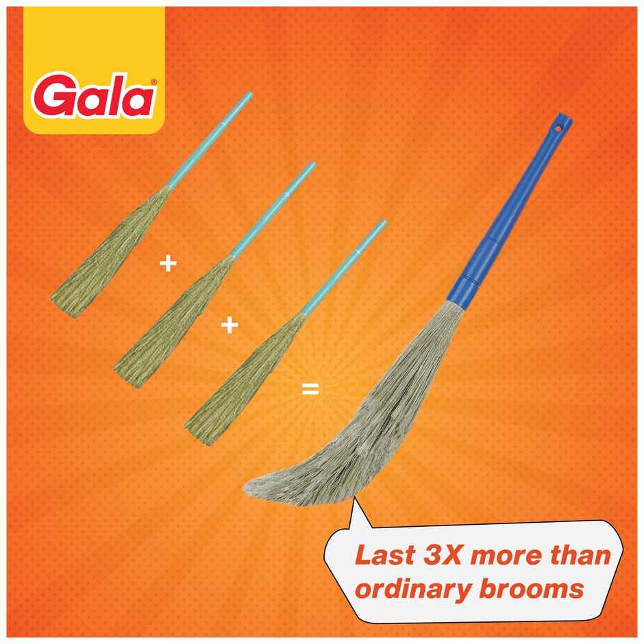 Gala No Dust 90 cm Broom / Jhadu | Plastic, Blue & Brown)