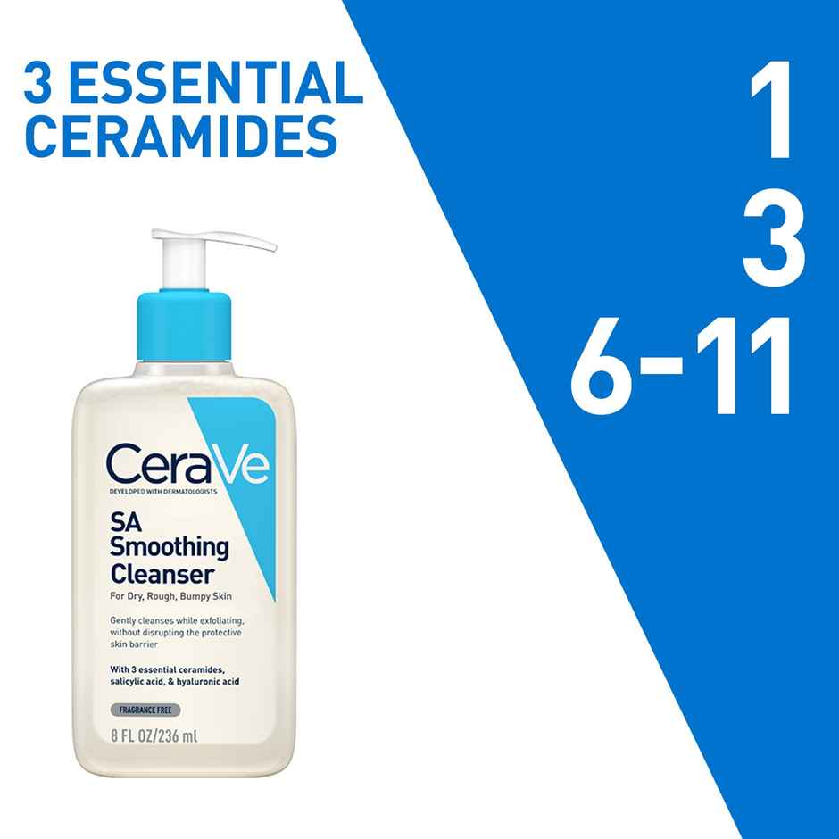 CeraVe Smoothing Cleanser | Dry, Rough & Bumpy Skin | Face Wash With Salicylic Acid & Ceramides