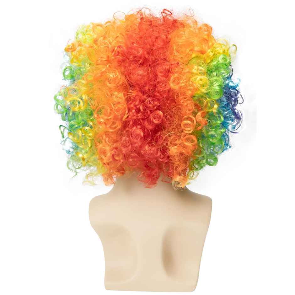 Toyshine Funny Clown Curly Afro Rainbow Wig Disco Theme For Youth Adult Women Halloween Costume