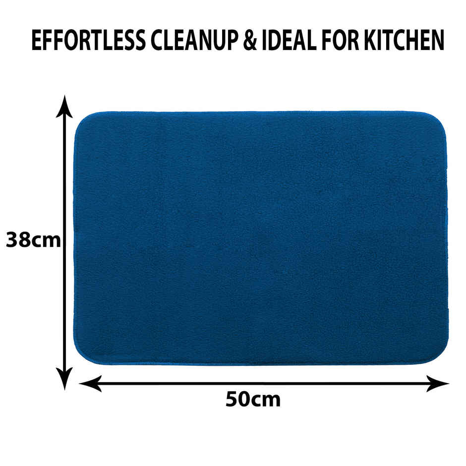 Kuber Industries Microfiber Reversible Kitchen Dish Drying Mat | 38 x 50 cm |Blue
