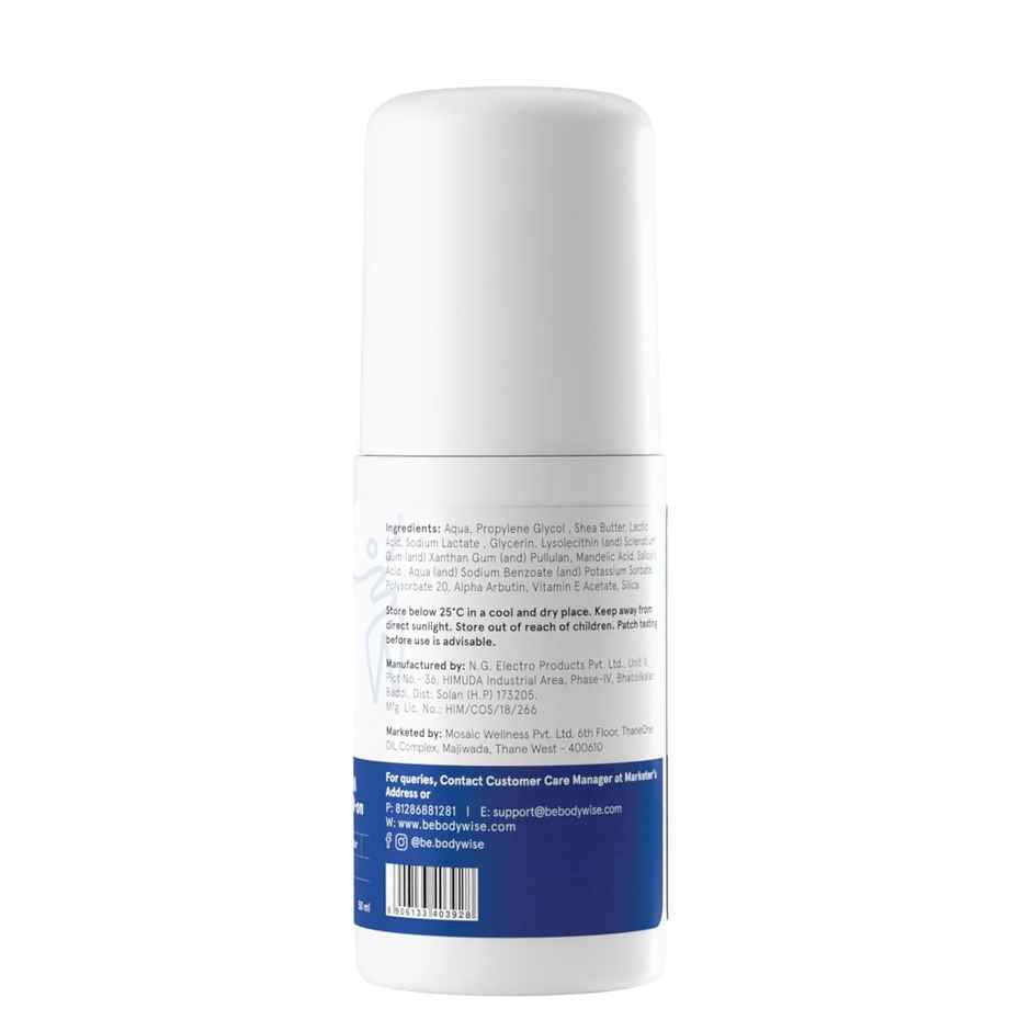Be Bodywise 4% AHA BHA Under Arm Roll On | Controls Odour & Reduces Pigmentation | Fragrance Free