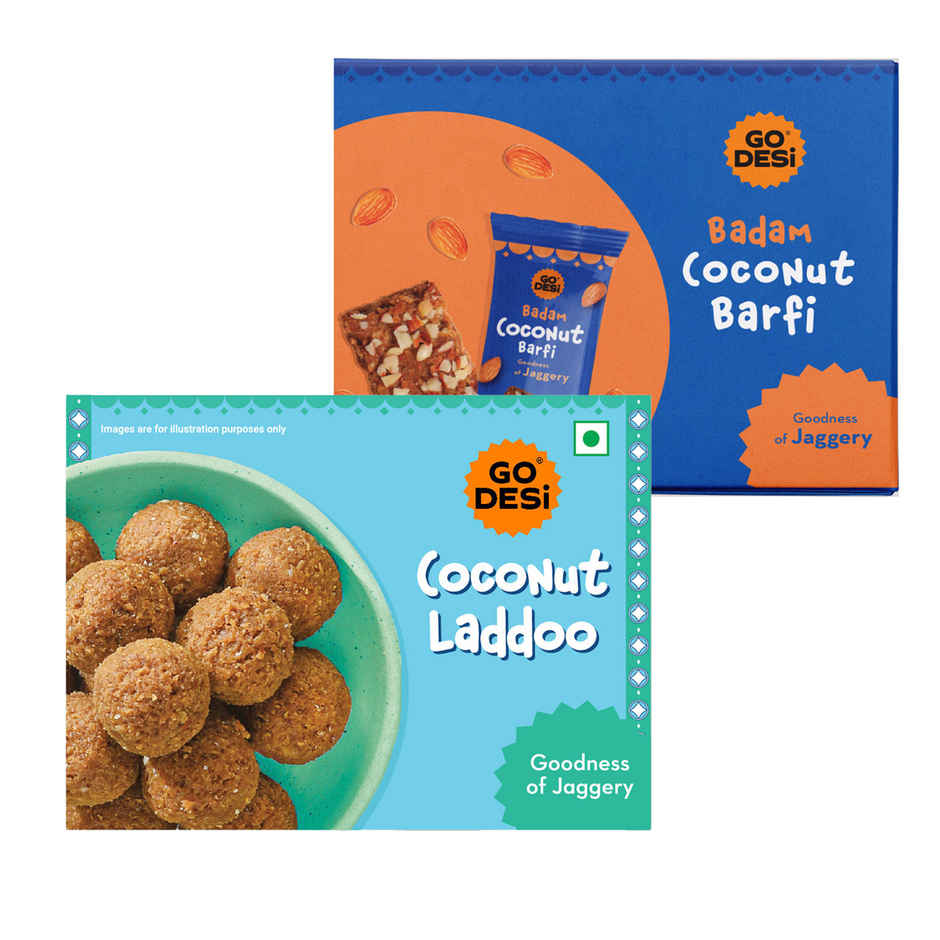 Badam Coconut Barfi, | Burfi | Sweets | By Go Desi & Coconut Laddu | Ladoo | Sweets By Go Desi Combo