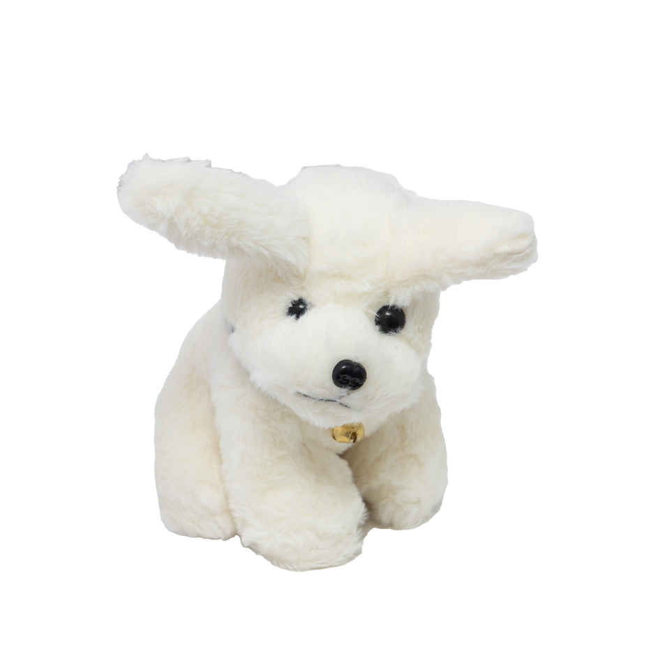 Babique Dog Sitting Plush Soft Toy Cute Kids Animal Home Decor Boys/Girls White (25 cm)
