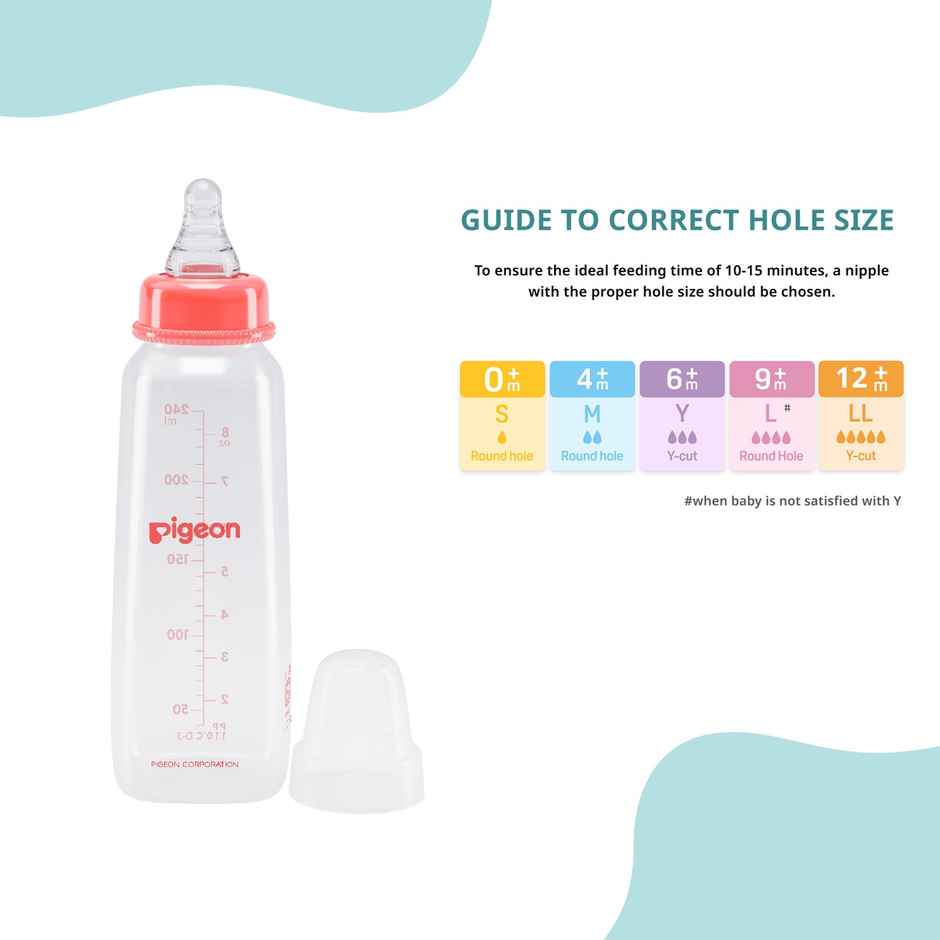 Pigeon Peristaltic Nursing Bottle Kpp 240Ml (Red) Nipple L