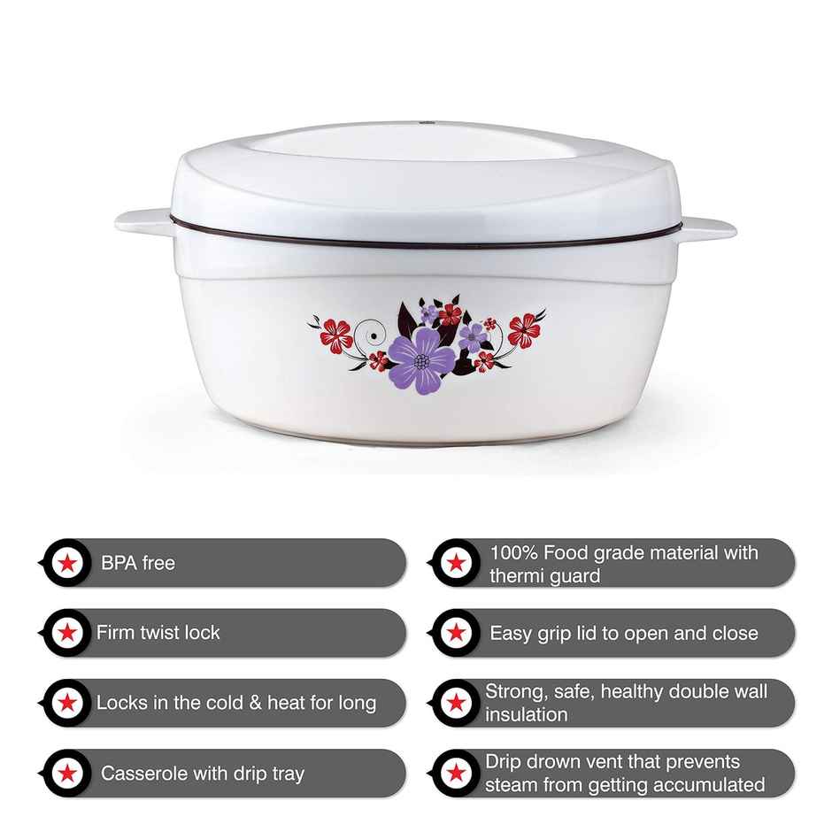 Cello Roti Plus Insulated Casserole for Roti, 1.25 L (Colour May Vary)